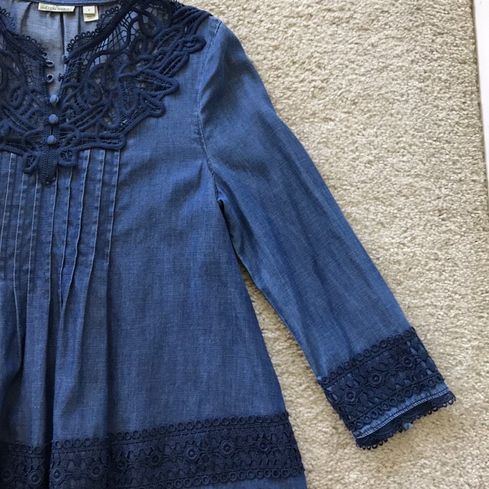 Anthropologie Laced Chambray Top - Picture 5 of 7